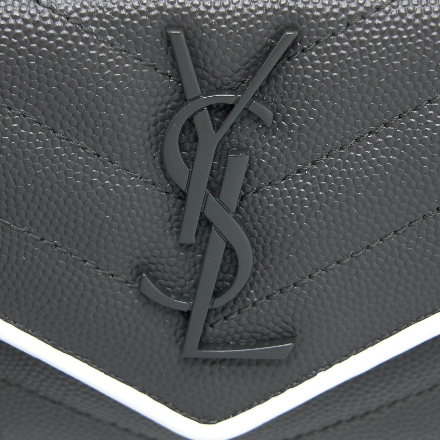 Saint Laurent Small Flap Wallet Grained Calfskin Grey/White
