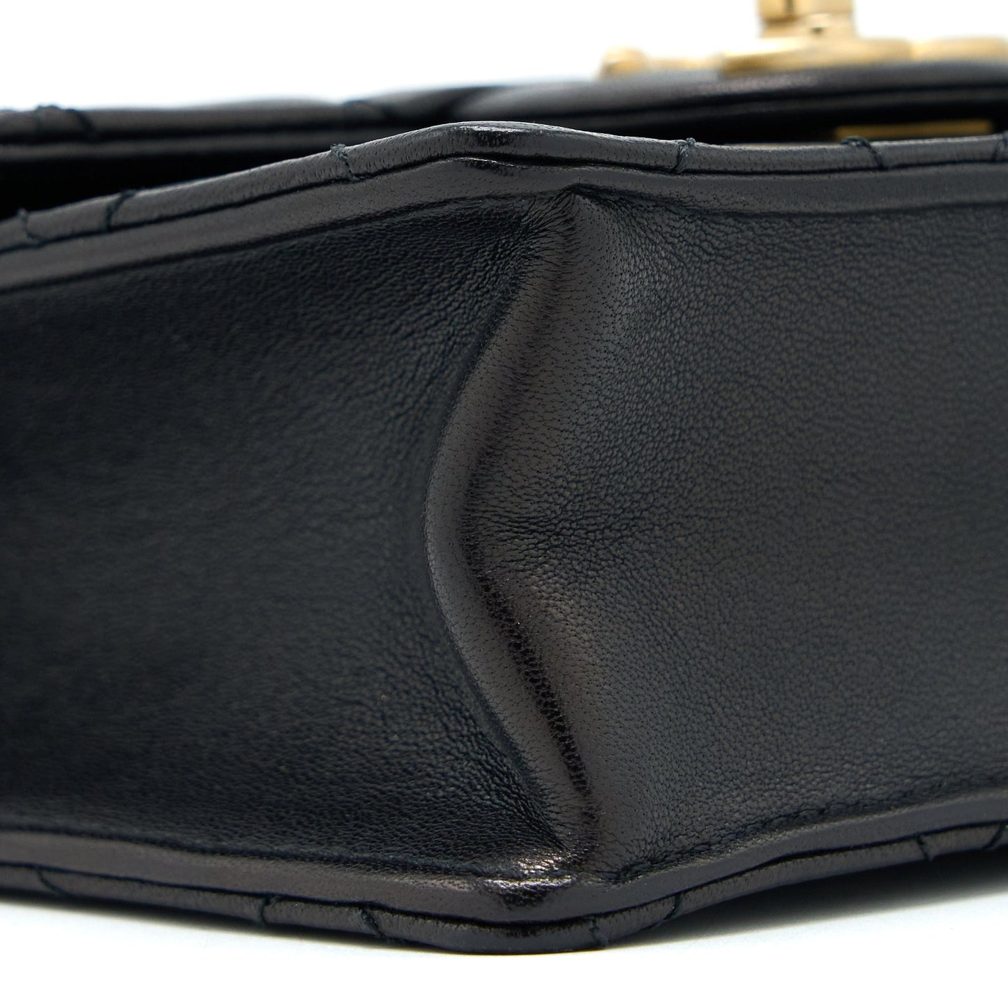 Chanel Vertical Pearl Flap Bag Goatskin Black Brushed
