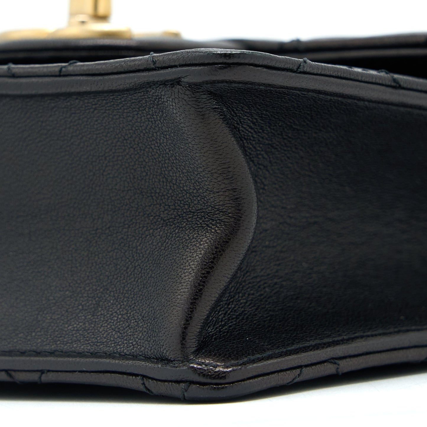 Chanel Vertical Pearl Flap Bag Goatskin Black Brushed
