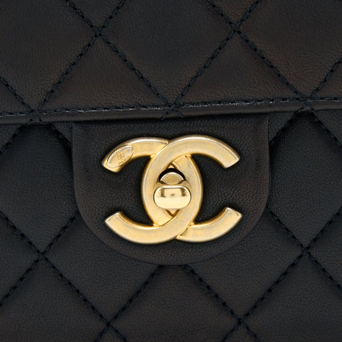 Chanel Vertical Pearl Flap Bag Goatskin Black Brushed