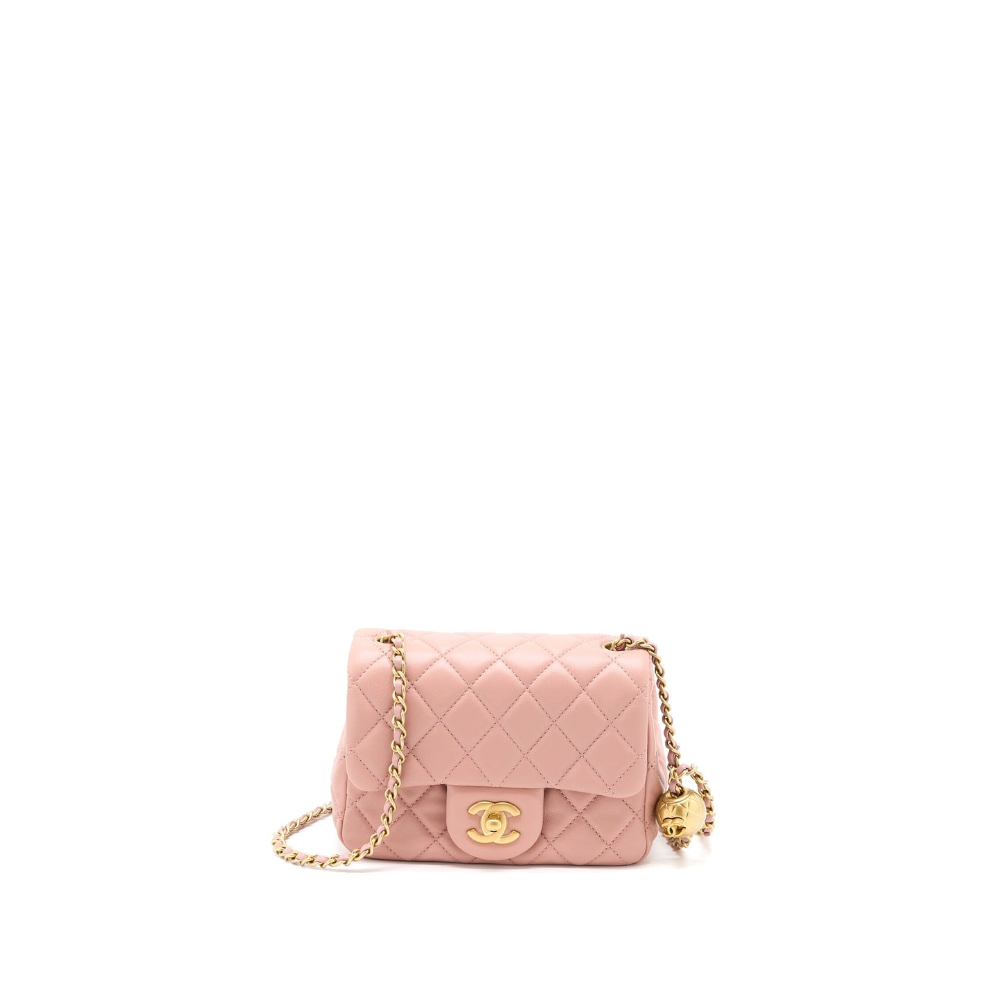 Chanel Pearl Crush Mini Square Flap Bag Lambskin Dark Pink  (Microchip)