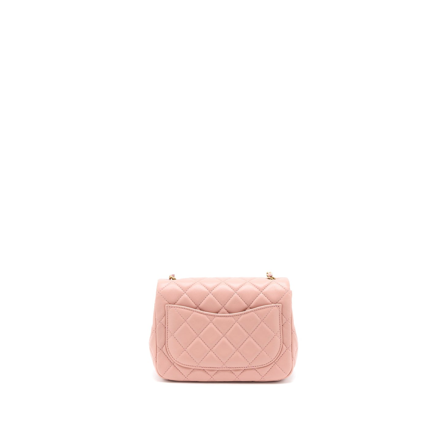 Chanel Pearl Crush Mini Square Flap Bag Lambskin Dark Pink  (Microchip)