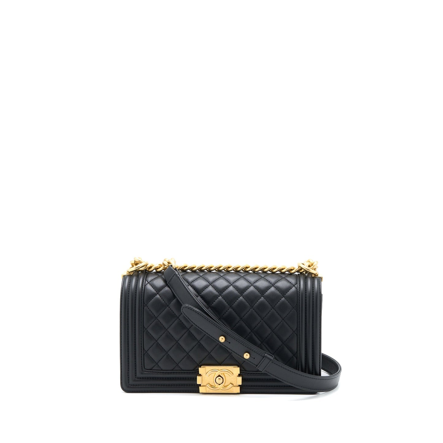 Chanel Medium Boy Bag Calfskin Black Brushed