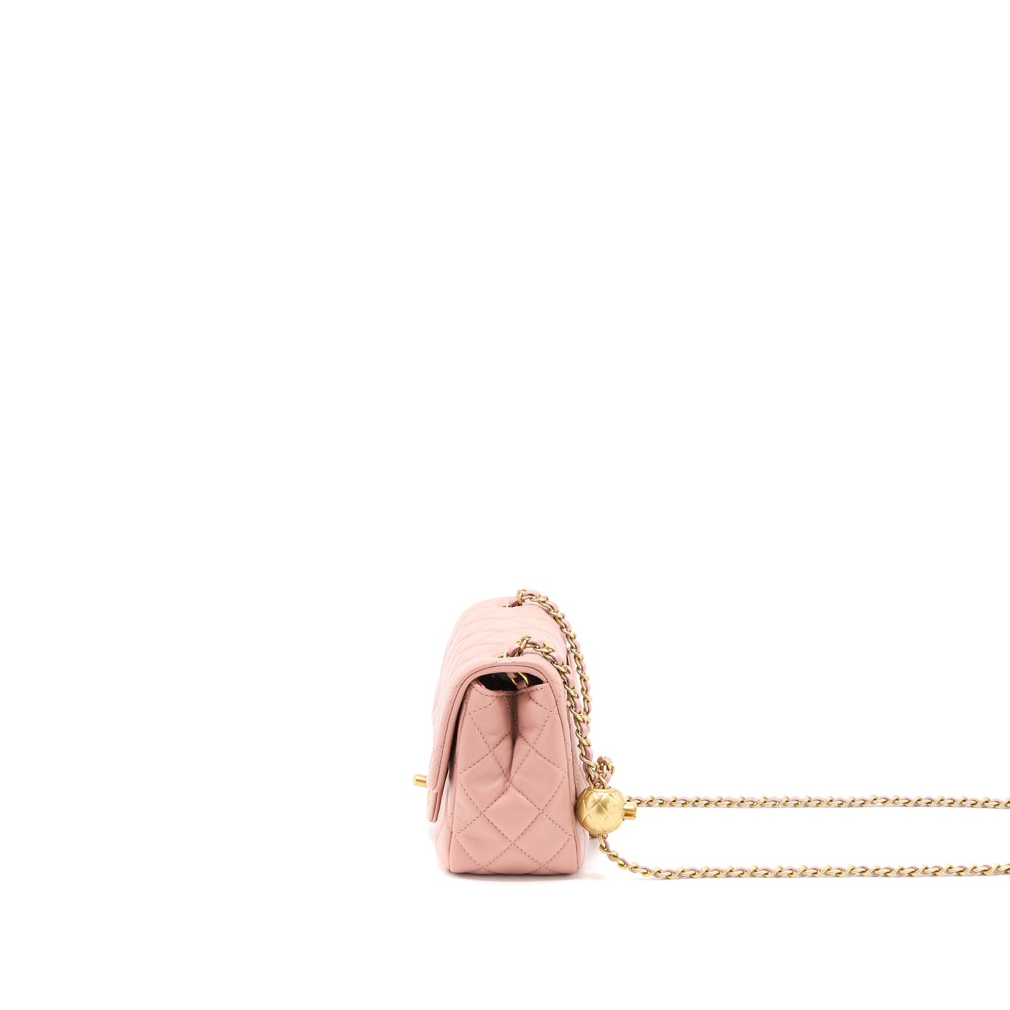 Chanel Pearl Crush Mini Square Flap Bag Lambskin Dark Pink  (Microchip)