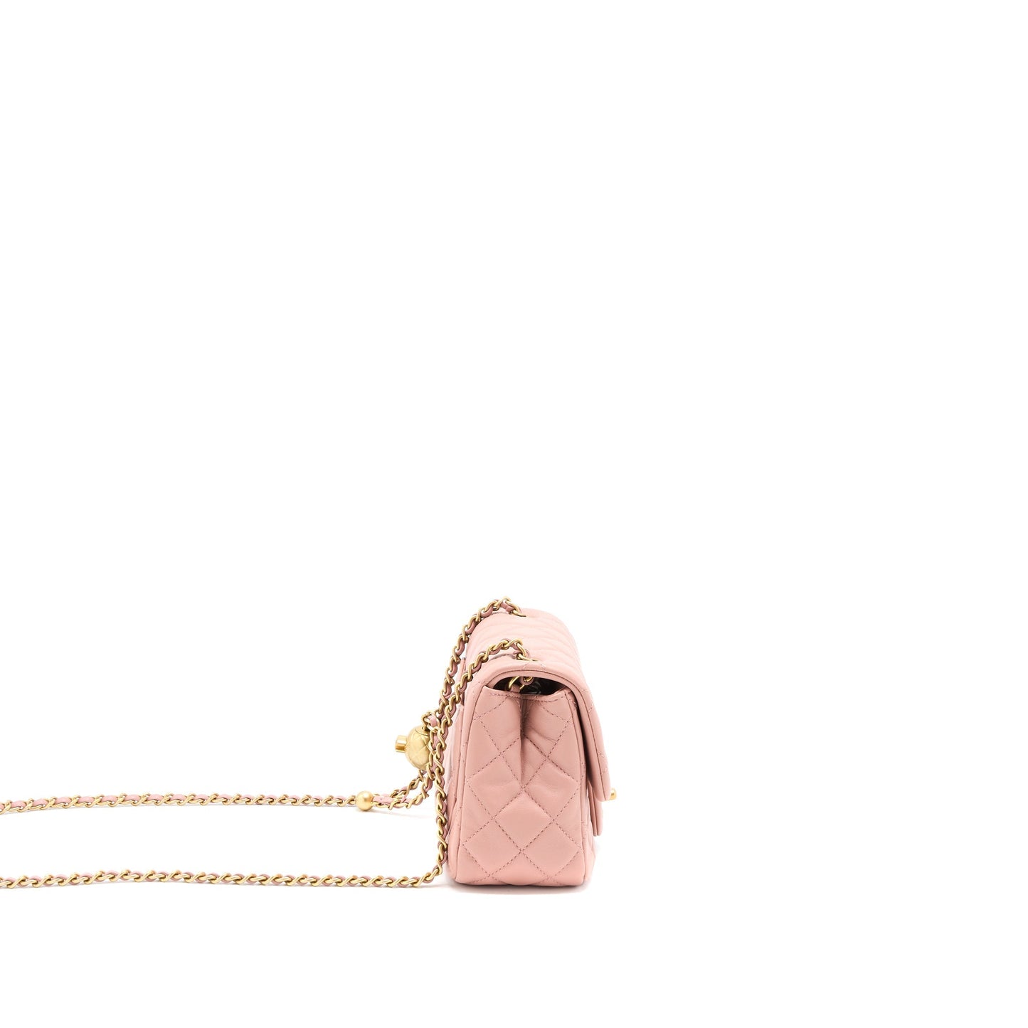 Chanel Pearl Crush Mini Square Flap Bag Lambskin Dark Pink  (Microchip)