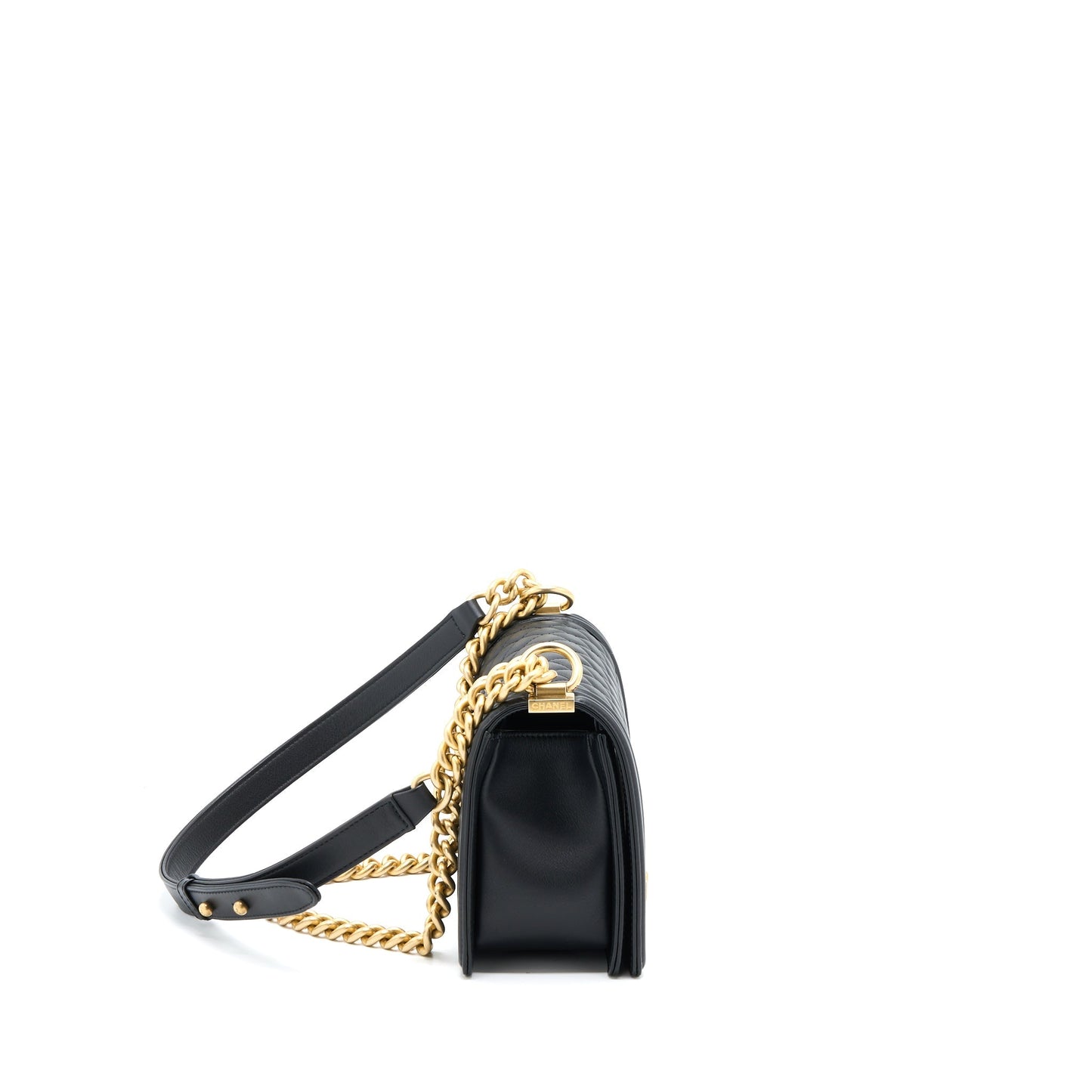 Chanel Medium Boy Bag Calfskin Black Brushed