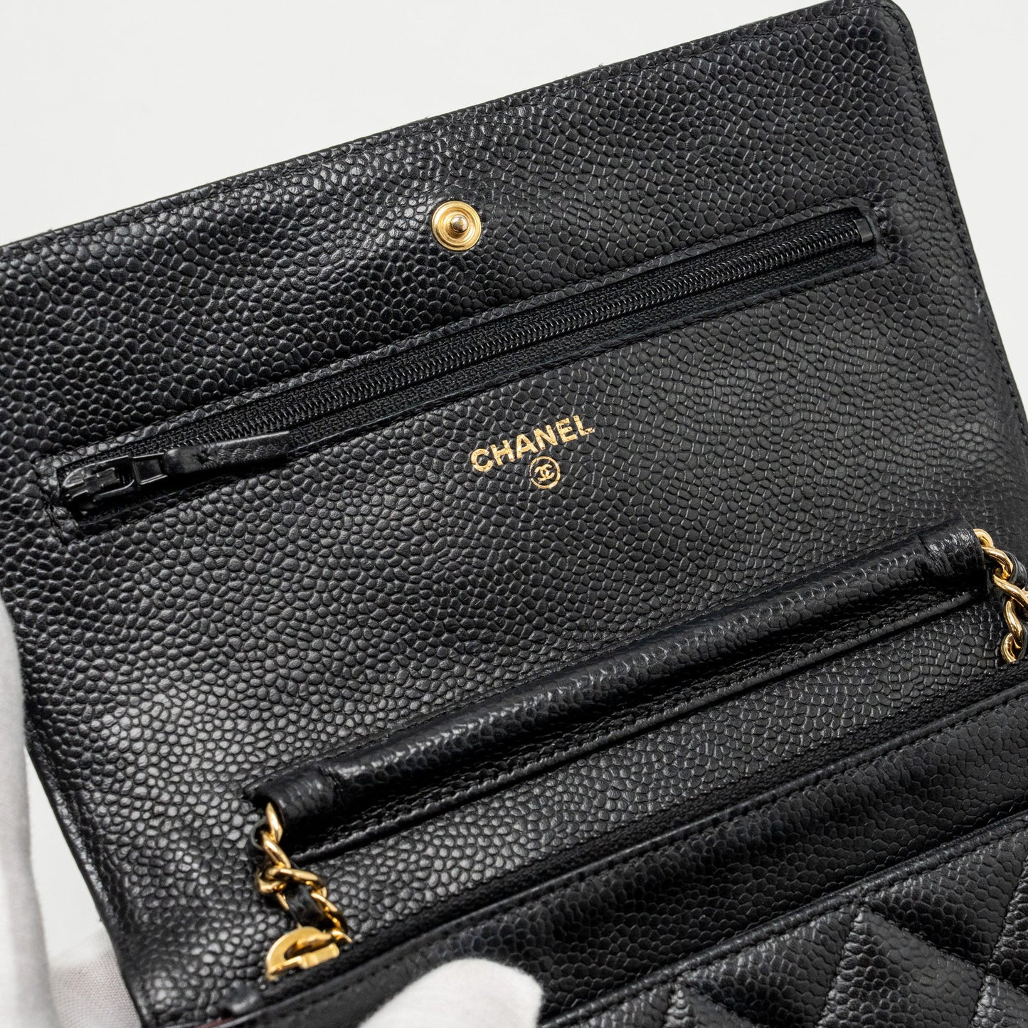 Chanel Classic wallet on chain caviar Black