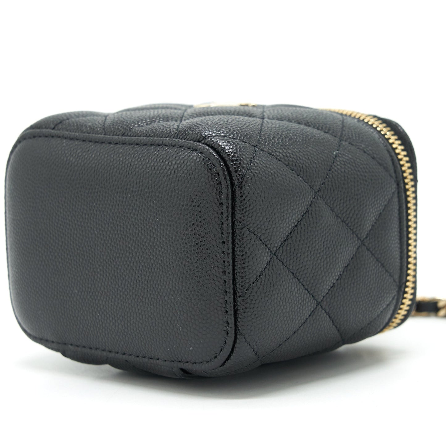 Chanel Small Vanity Clutch With Chain CC Pearl Caviar Black L
