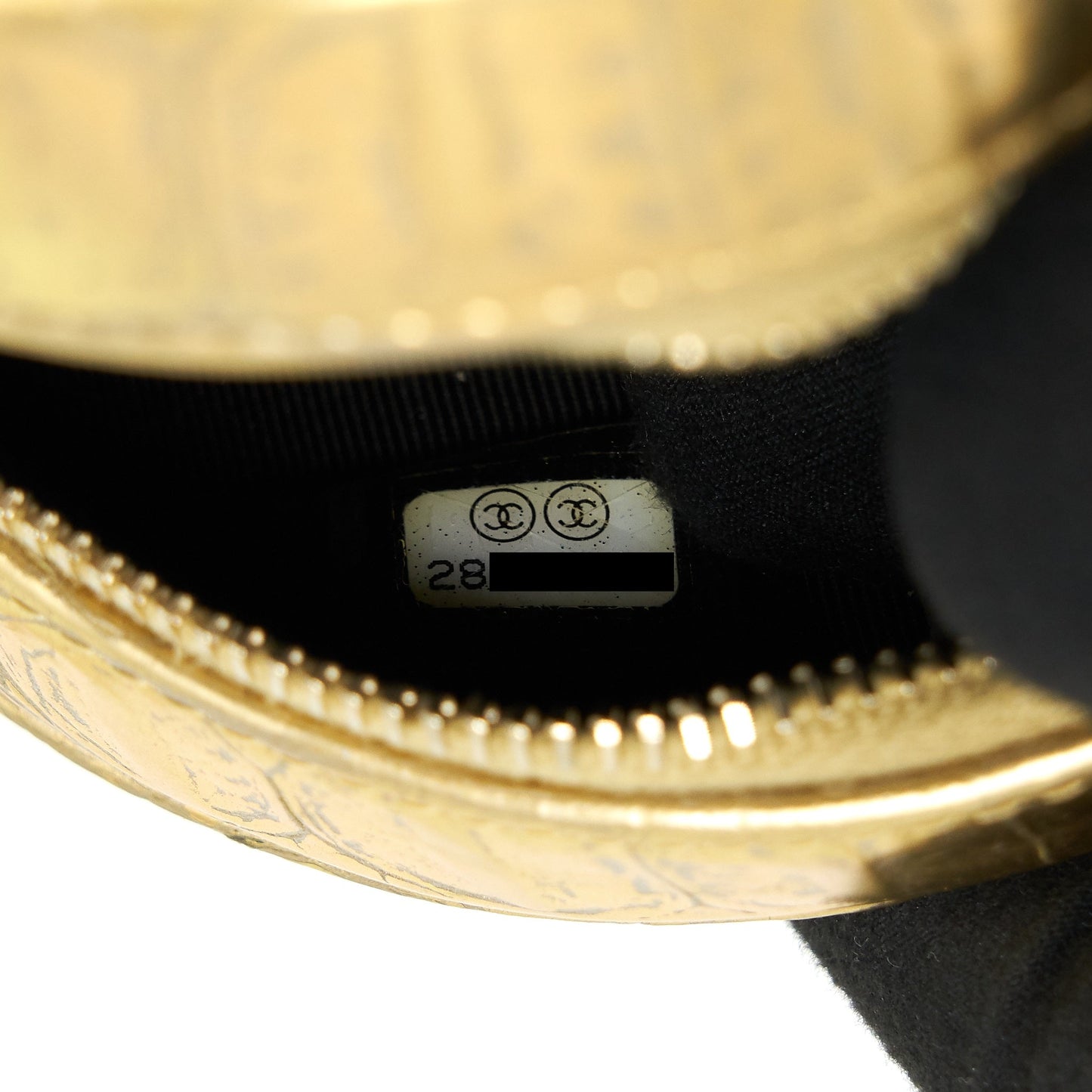 Chanel mini Round Vanity with chain Croc Embossed leather Gold