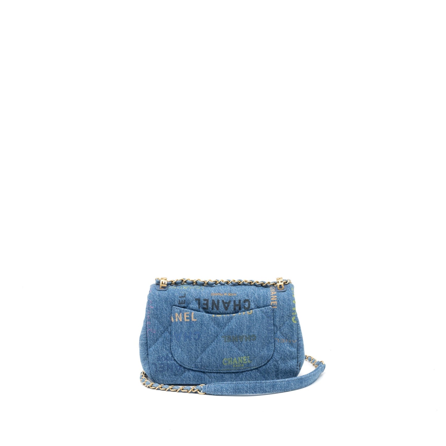 Chanel 22P Blue Denim Flap Bag Denim Blue Brushed  (Microchip)