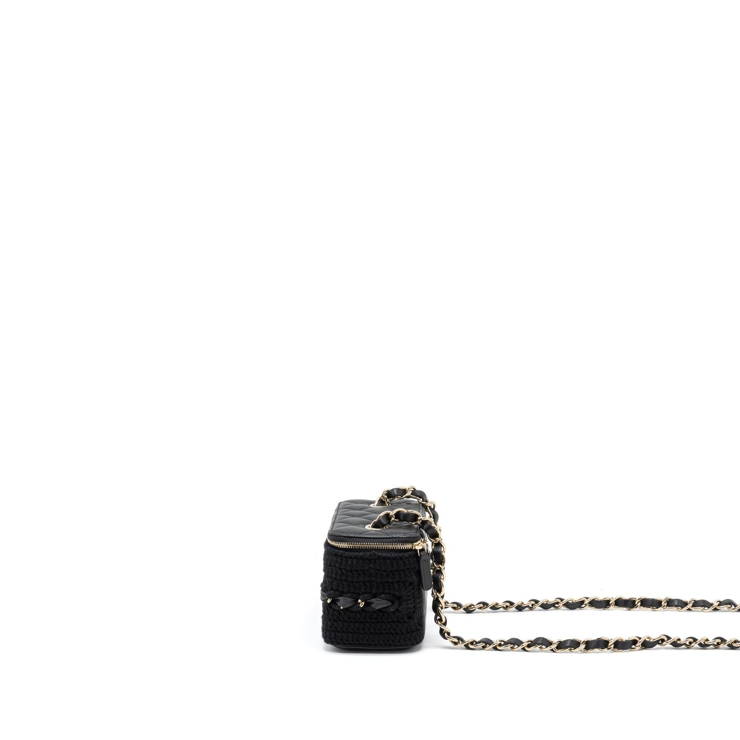 Chanel Long Vanity with Giant Chain Tweed/Lambskin Black L