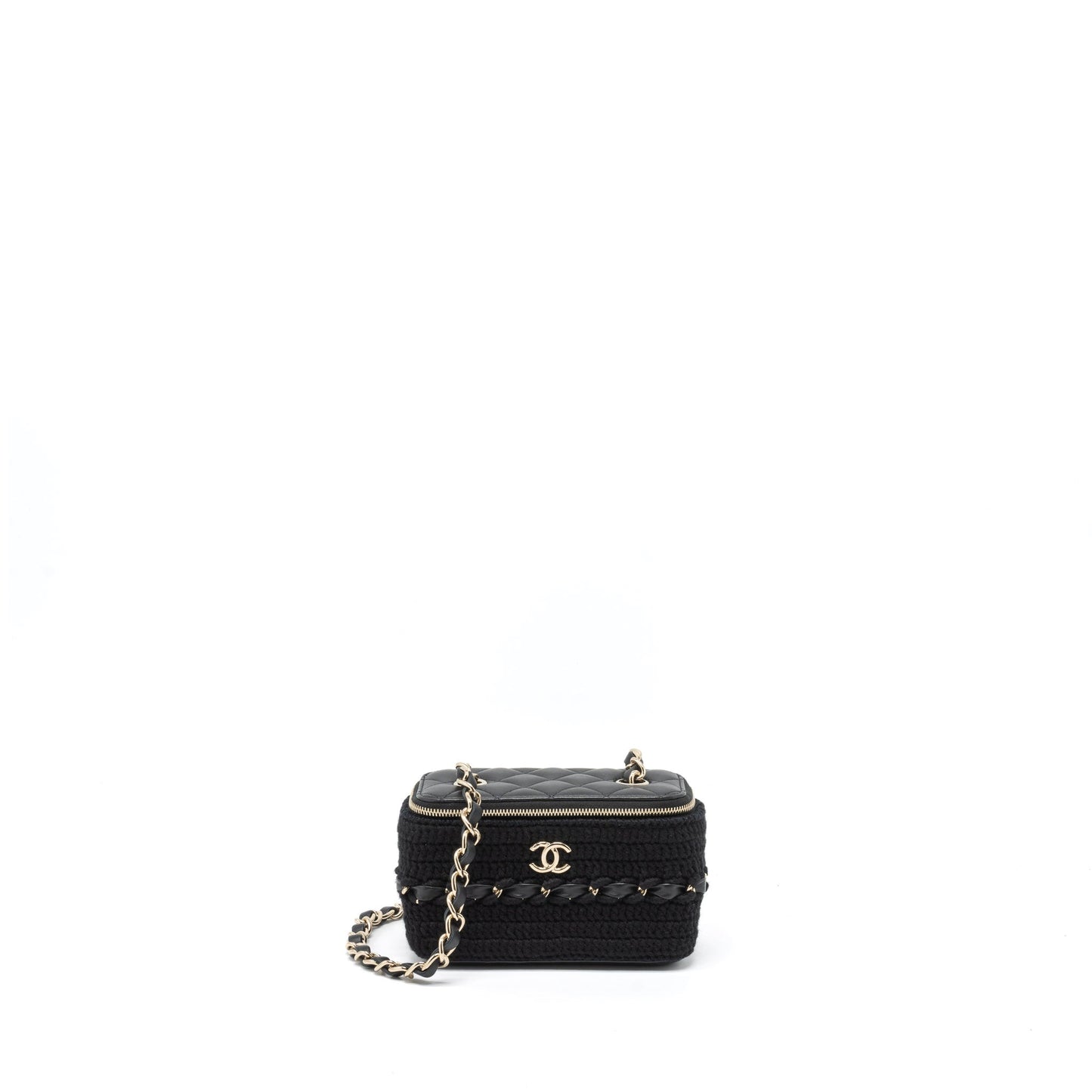 Chanel Long Vanity with Giant Chain Tweed/Lambskin Black L