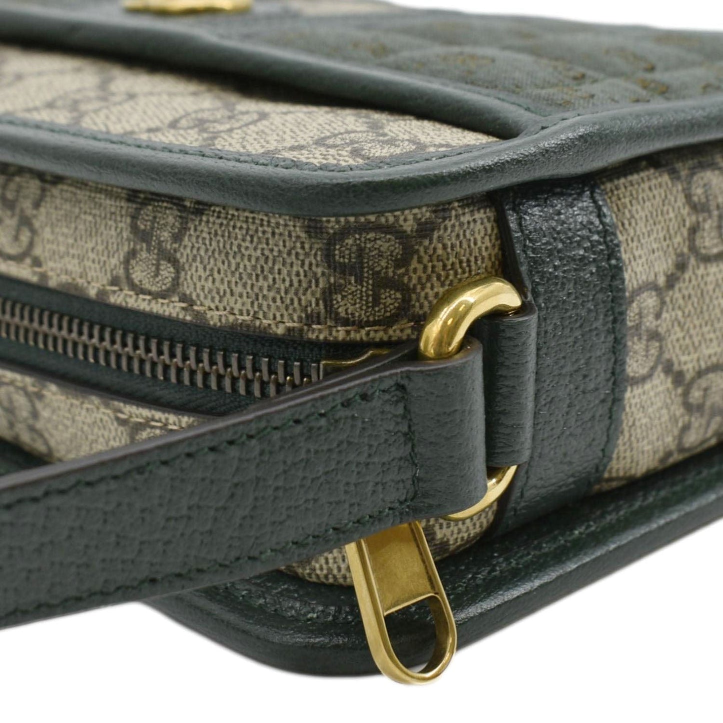 GUCCI Mini Quilted GG Supreme Canvas Crossbody Bag Green 751914