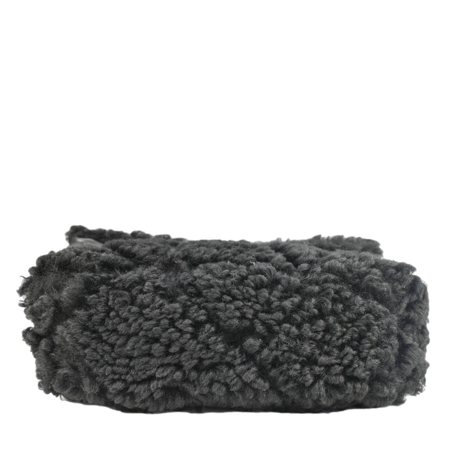 CHANEL Shearling 19 Flap Medium Sheepskin Shoulder Bag Black