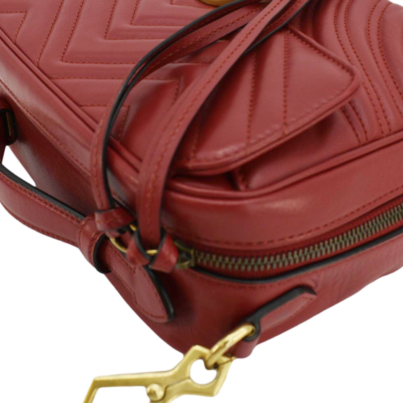 GUCCI Marmont Small Matelasse Leather Shoulder Bag Red 498100