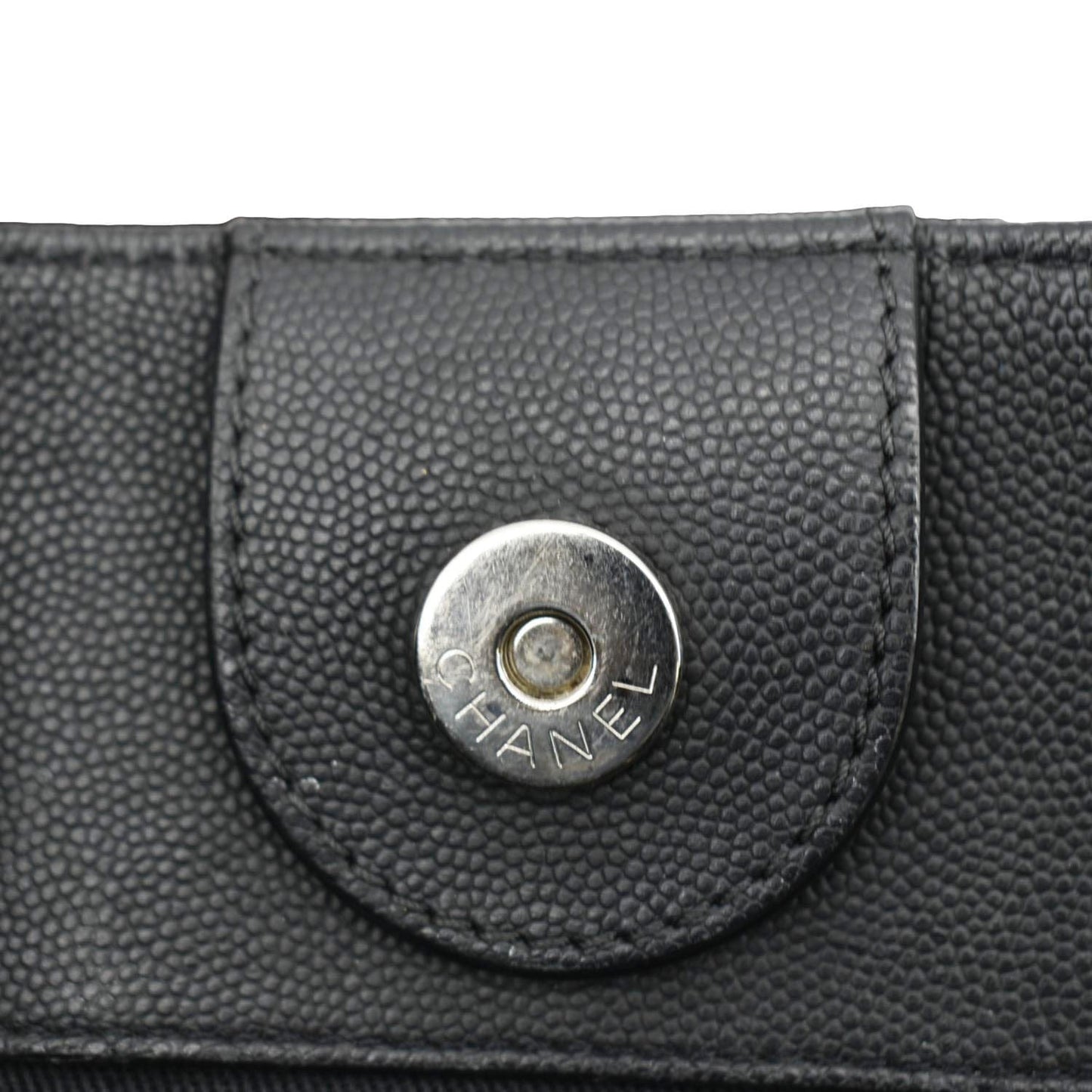 CHANEL Coco Eyelets Large Leather Shopping Tote Shoulder  Black