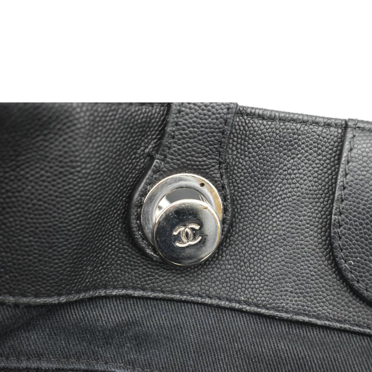 CHANEL Coco Eyelets Large Leather Shopping Tote Shoulder  Black