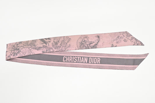 Dior Twilly in Pink & Gray Toile de Jouy Sauvage Silk