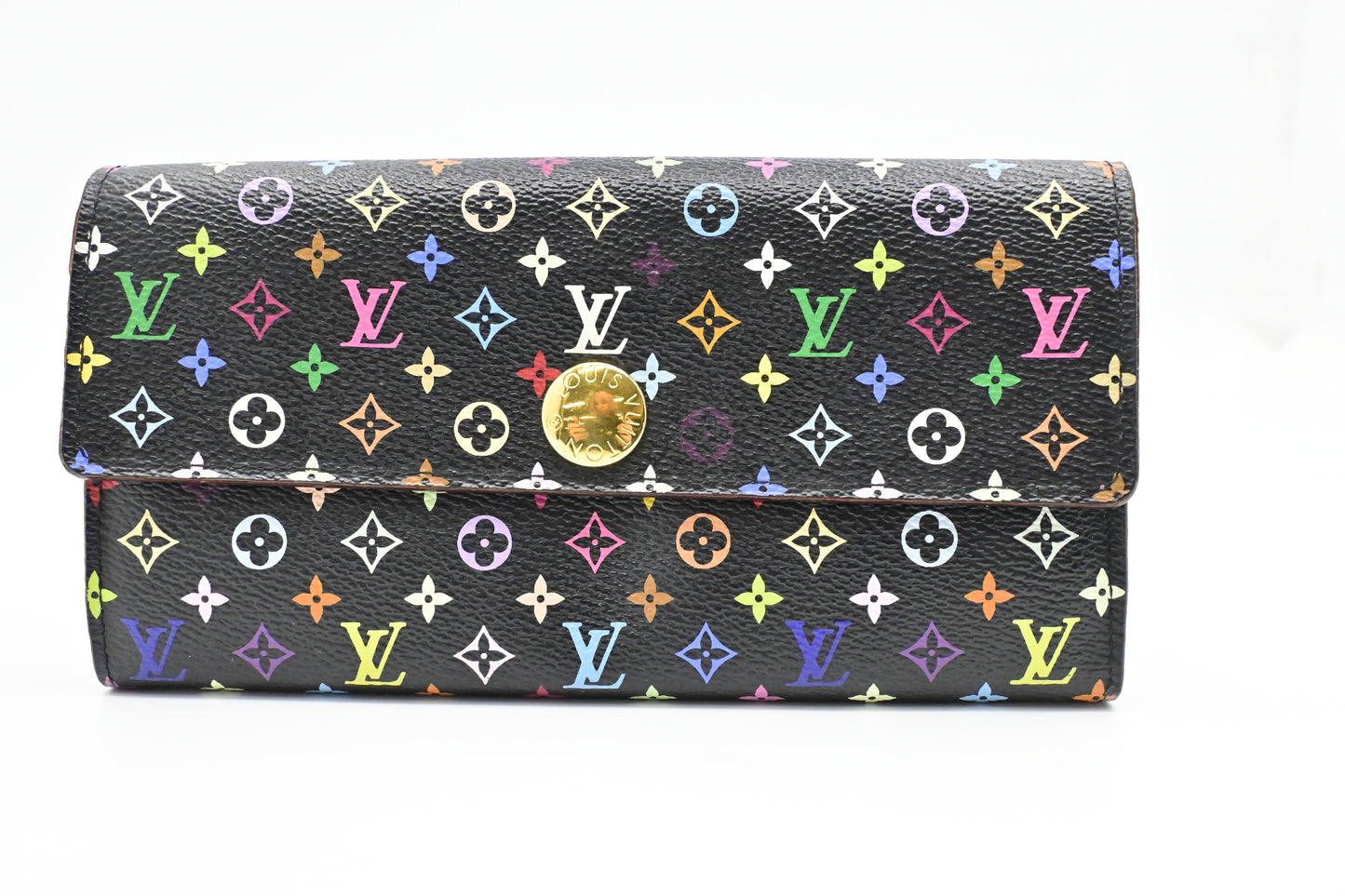 Louis Vuitton Sarah Wallet in Black Multicolor Monogram Canvas