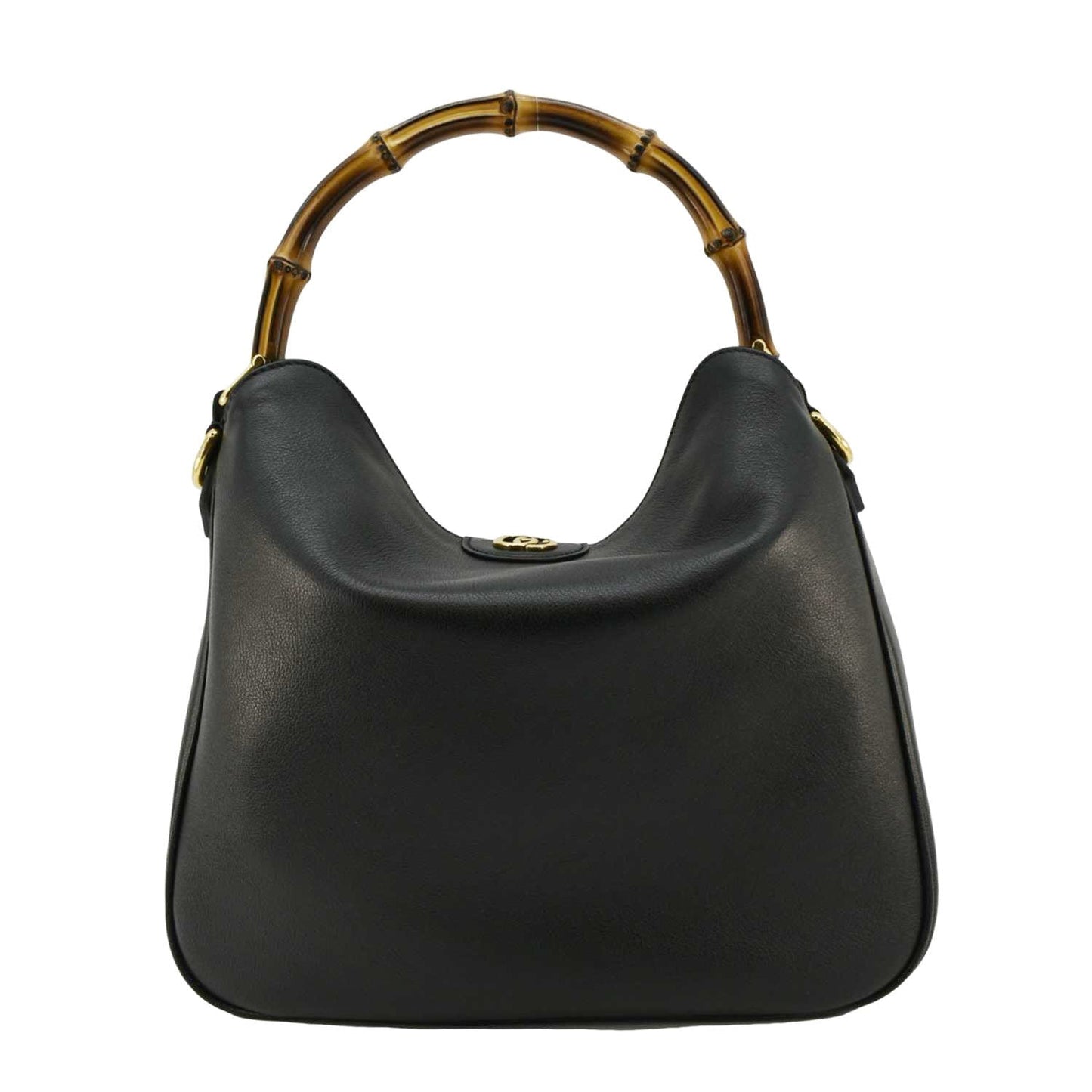 GUCCI Diana Medium Leather Top Handle Shoulder Bag Black 746124