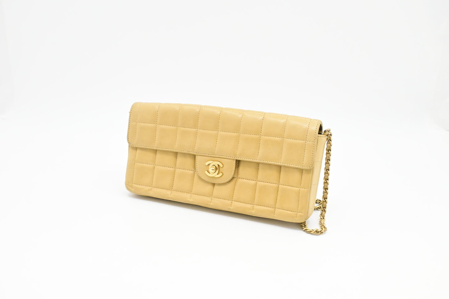 Chanel East West Shoulder Bag in Beige Leather