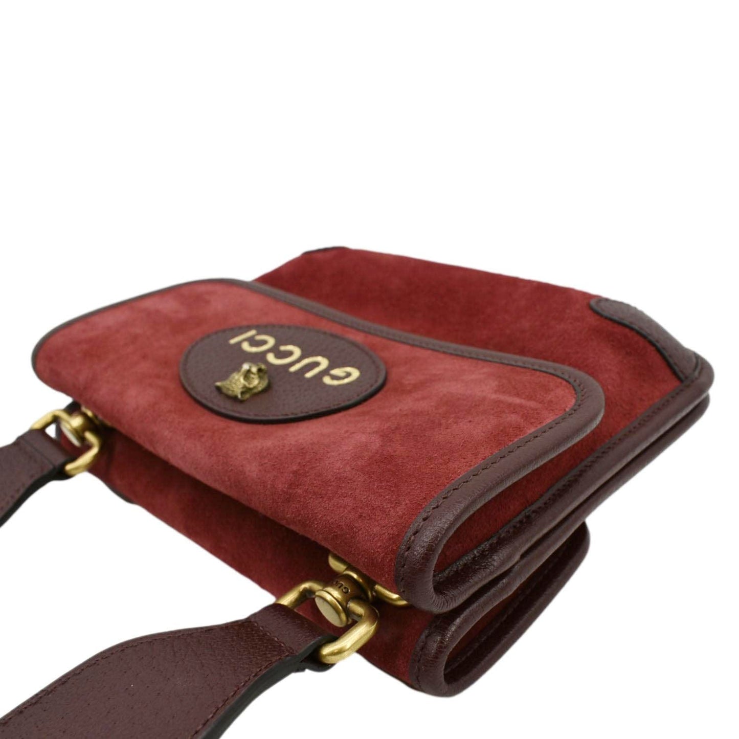 GUCCI Neo   Suede Crossbody Bag Red 501050