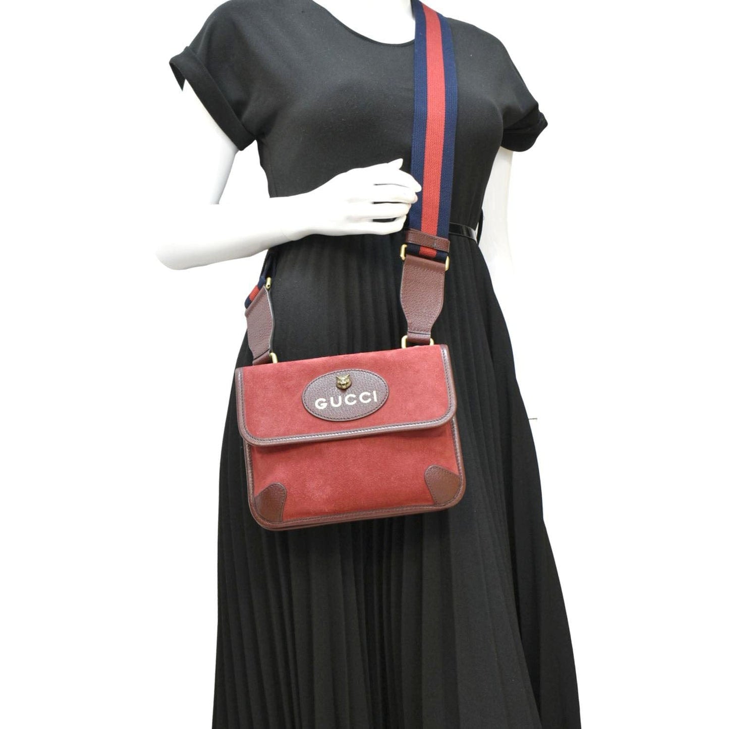 GUCCI Neo   Suede Crossbody Bag Red 501050