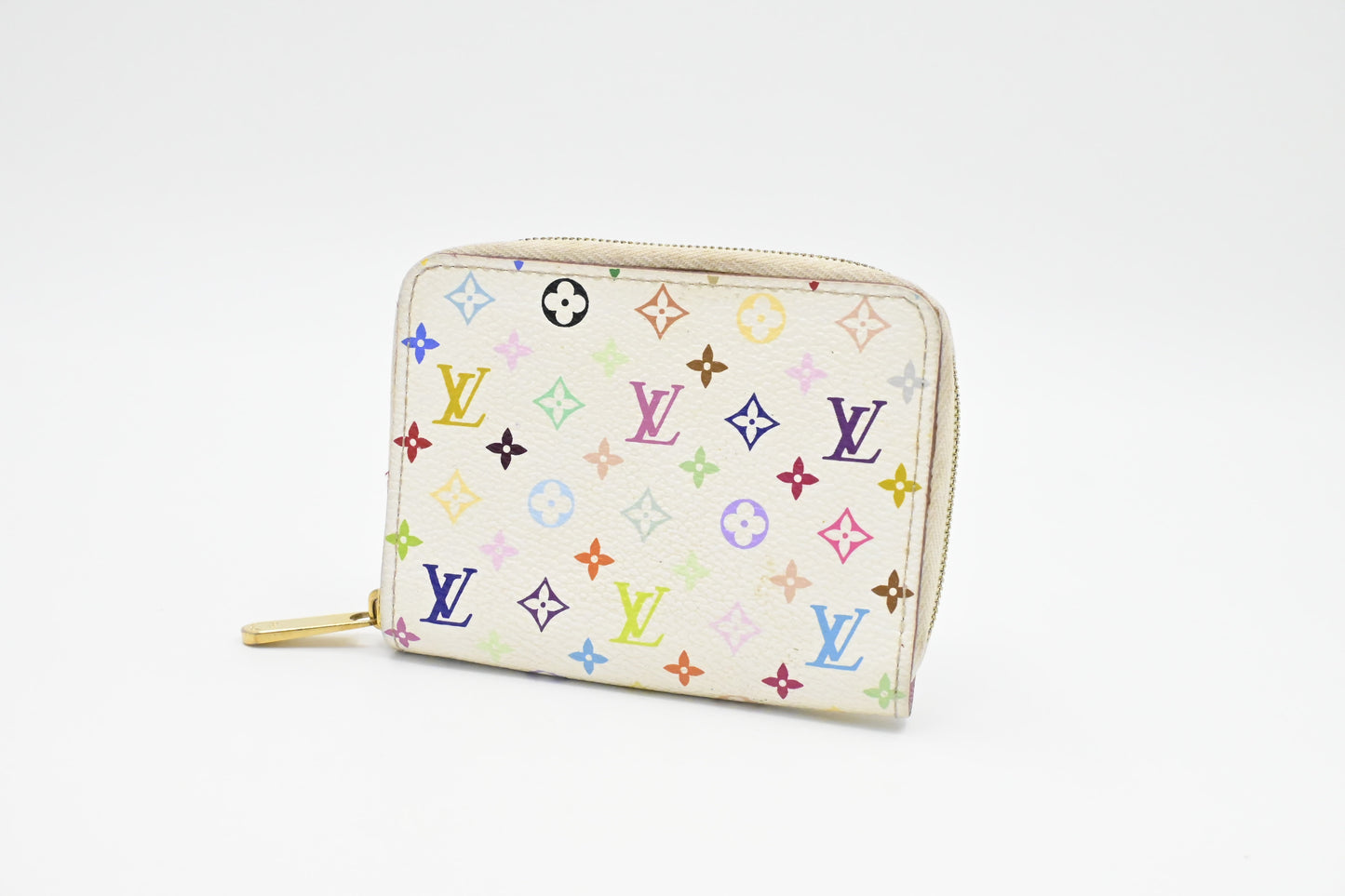 Louis Vuitton Compact Zippy Wallet in White Multicolor Monogram Canvas