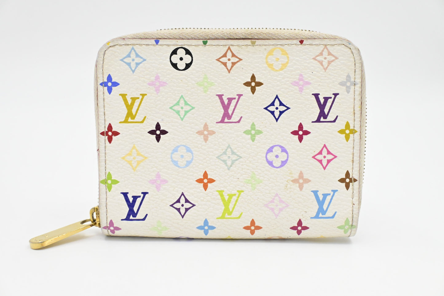 Louis Vuitton Compact Zippy Wallet in White Multicolor Monogram Canvas