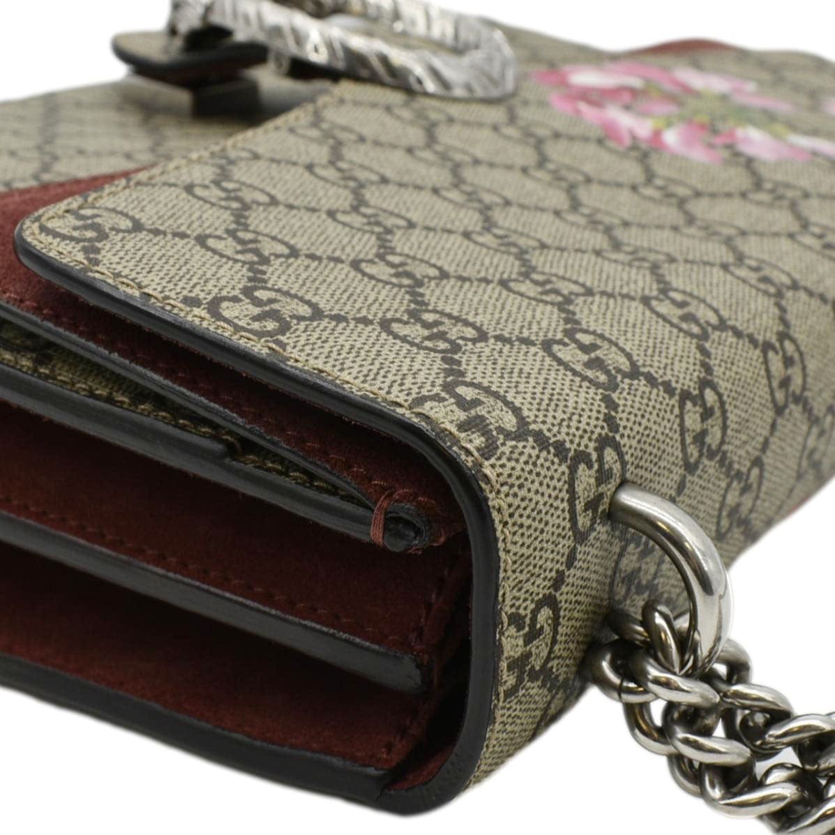 GUCCI Dionysus Medium Blooms GG Supreme Canvas Chain Shoulder Bag Beige 400235