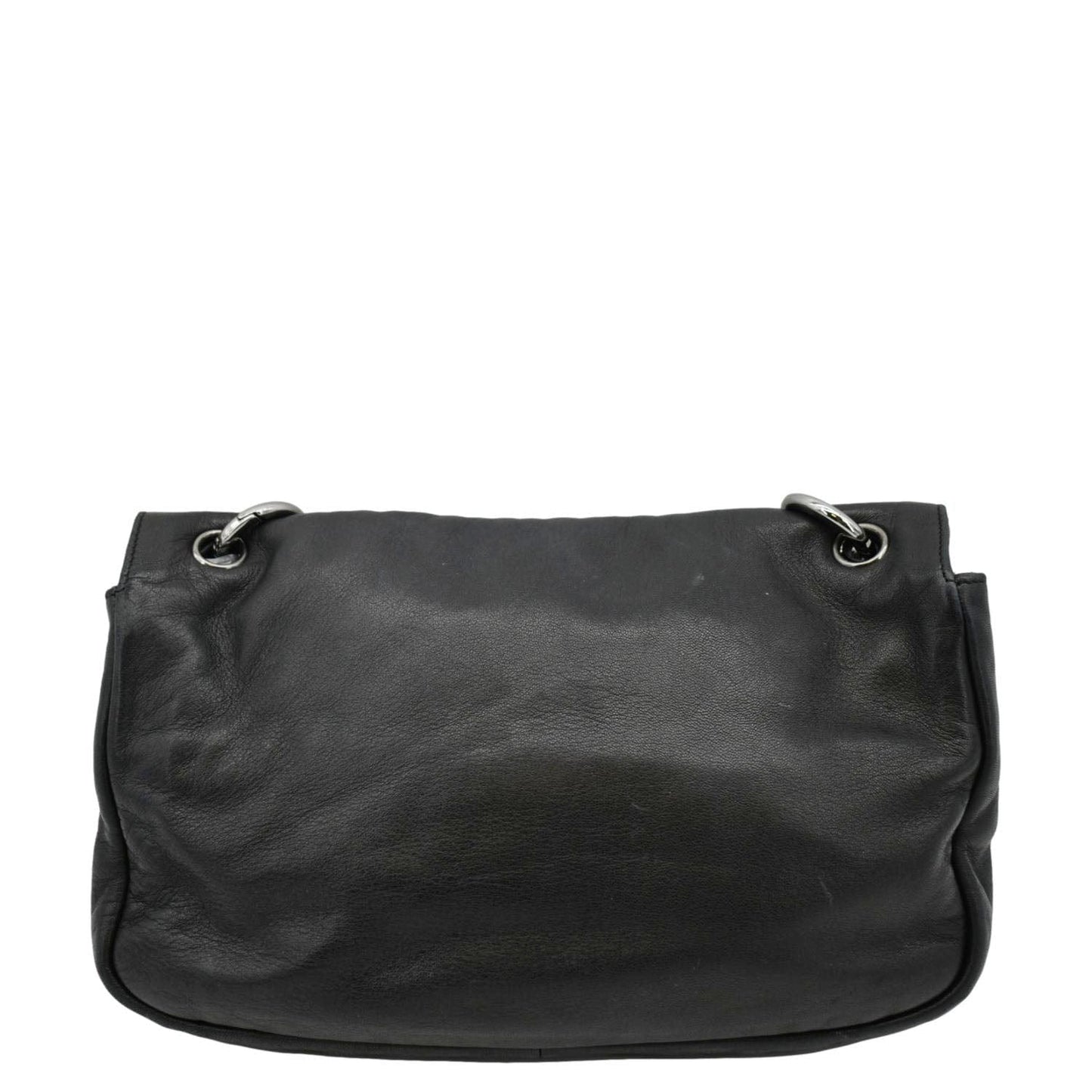 CHANEL Soft and Chain Flap Leather Shoulder Bag Black