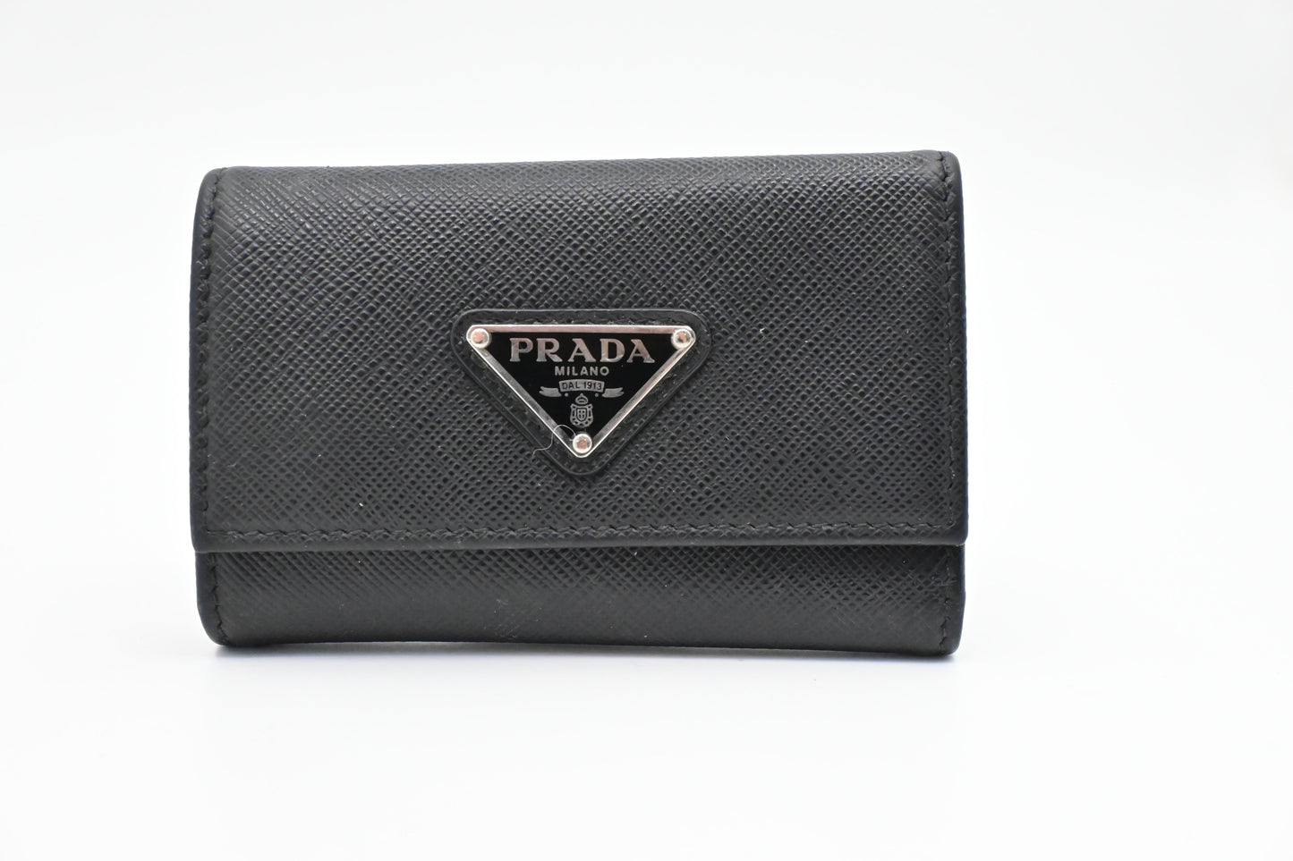 Prada 4 Key Case in Black Saffiano Leather