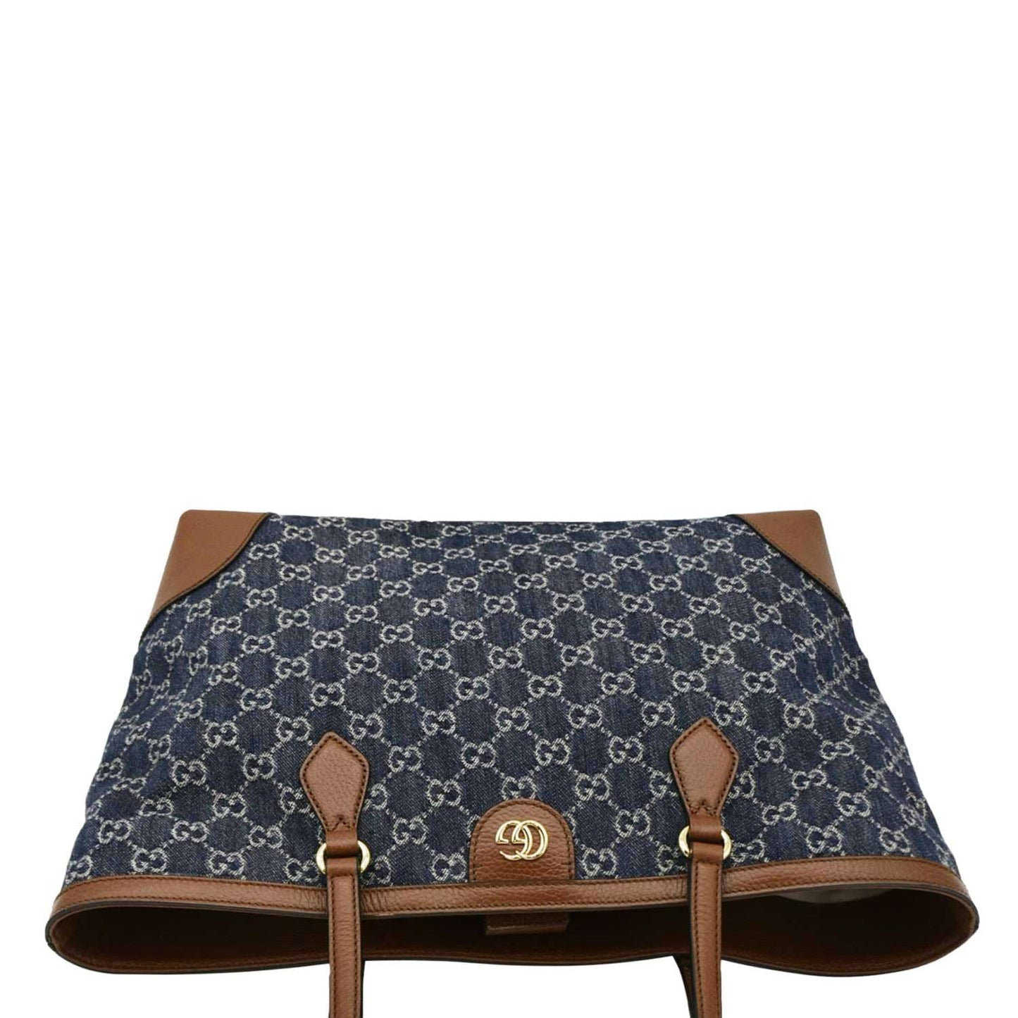 GUCCI Ophidia GG Medium Jacquard Denim Tote Bag Navy Blue