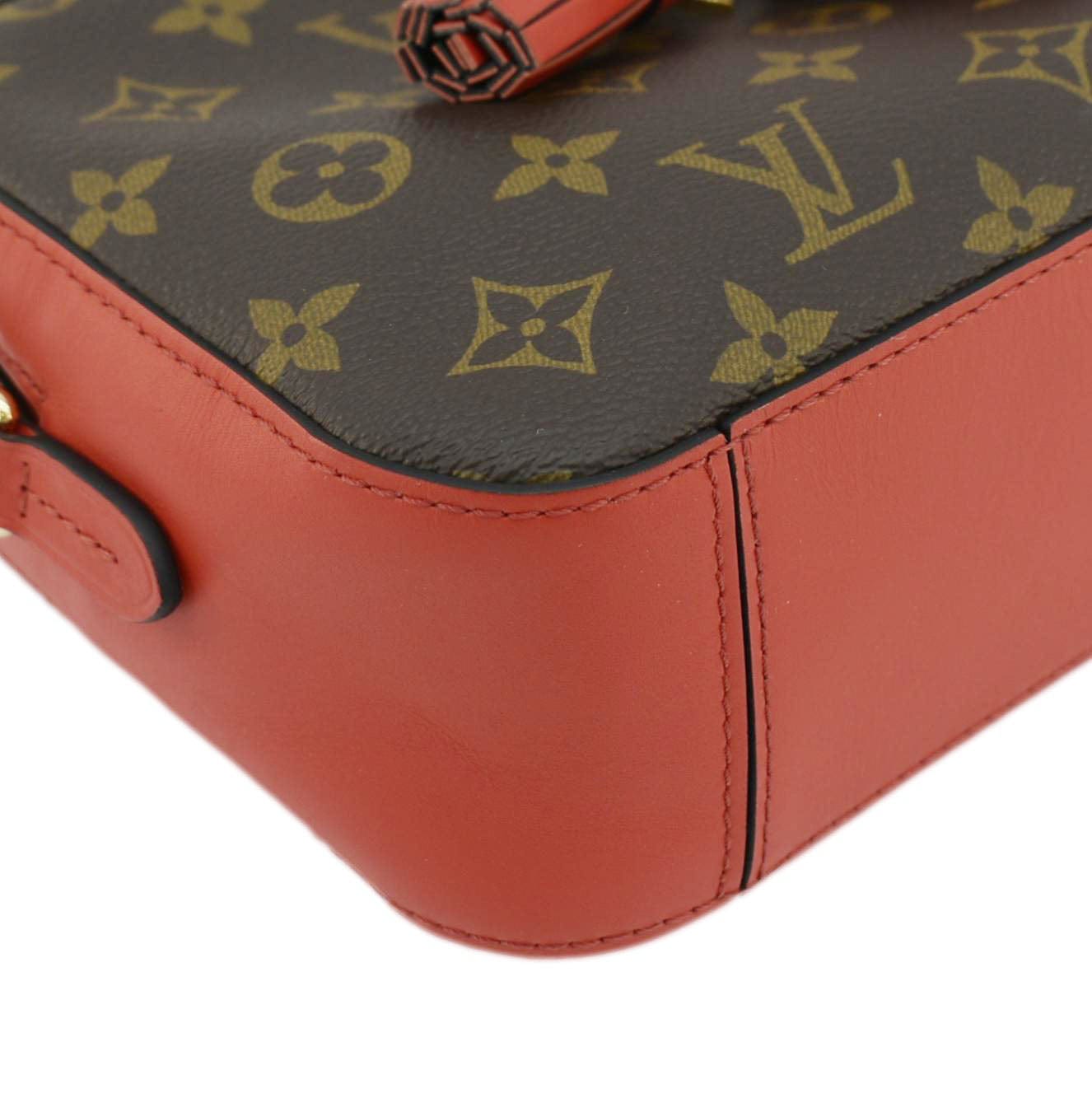 LOUIS VUITTON Saintonge Monogram Canvas Crossbody Bag Coquelicot