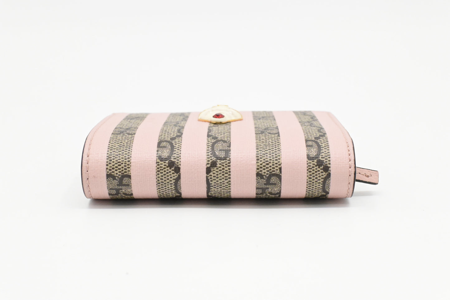 Gucci Love Parade Card Case Wallet in Pink Striped GG Supreme Canvas