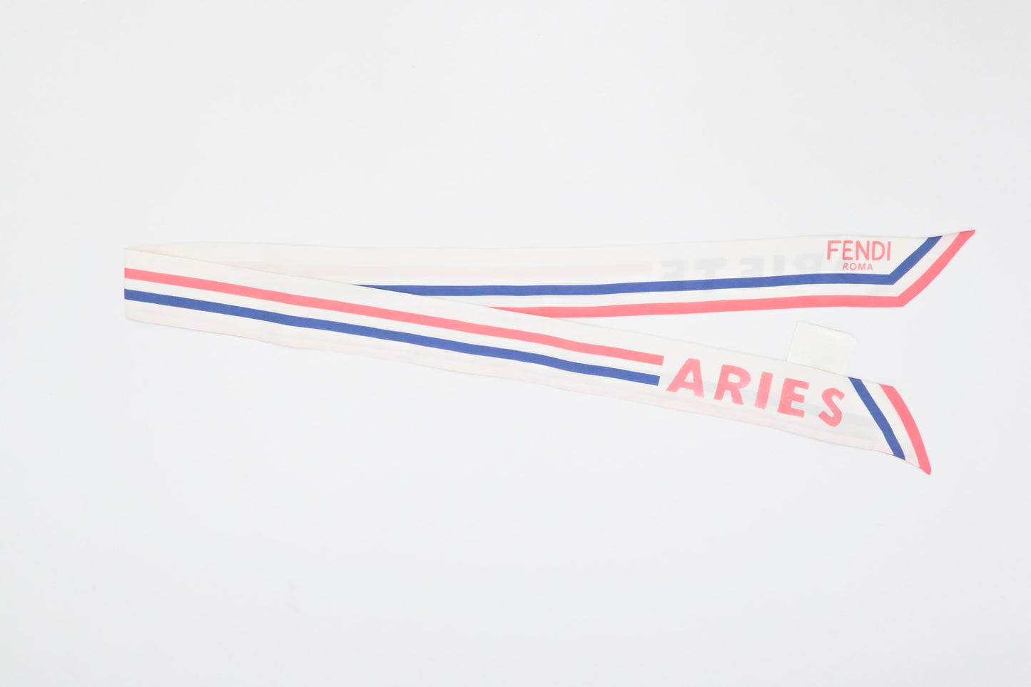 Fendi Aries Wrappy Bandeau in White, Pink, and Blue Silk