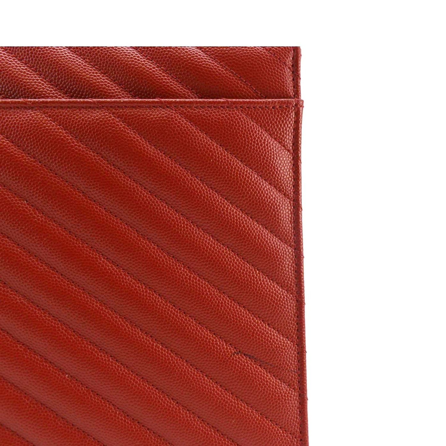 YVES SAINT LAURENT Large Envelope Chevron Quilted Leather Chain Shoulder Bag Red