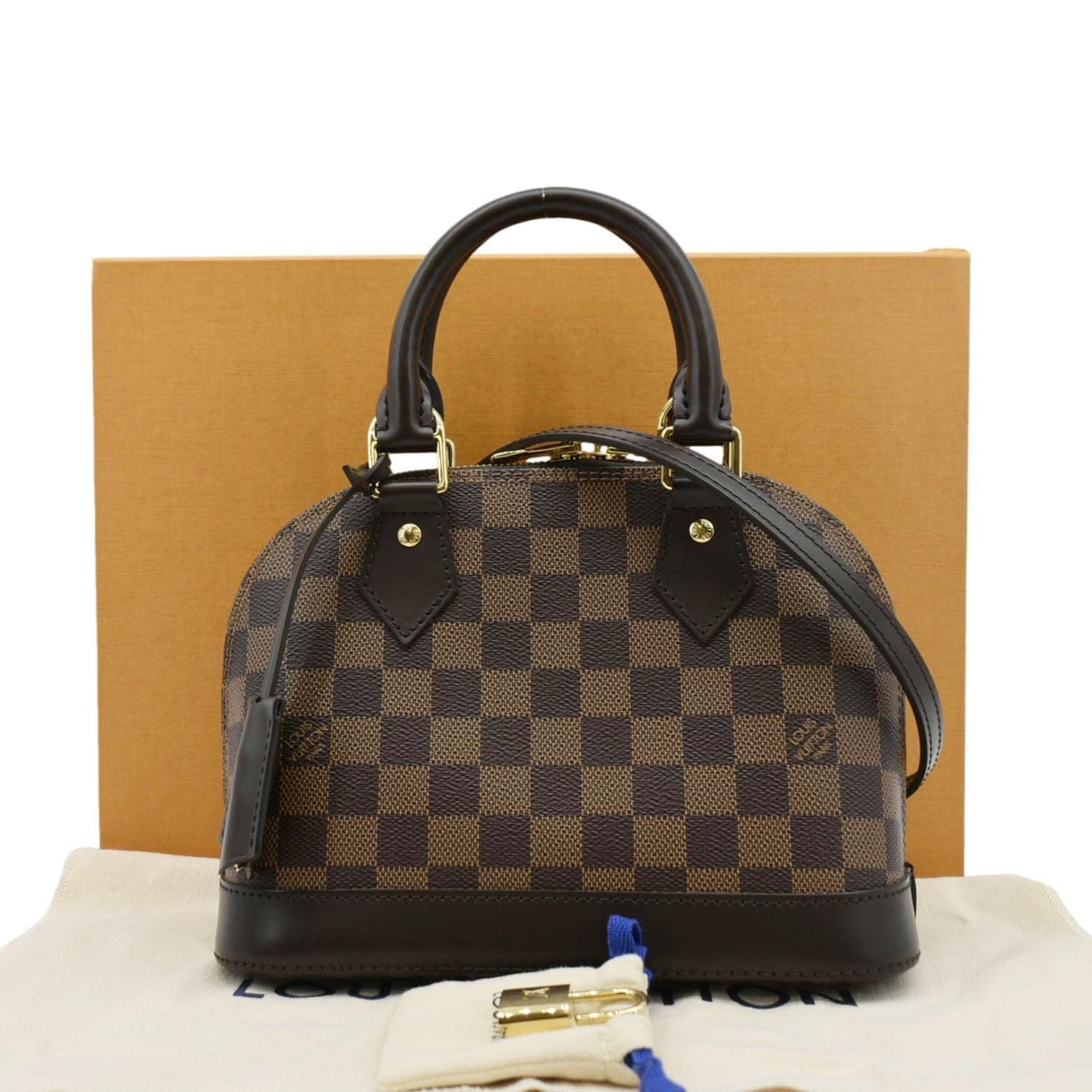 LOUIS VUITTON  Alma BB Damier Ebene Satchel Bag Brown
