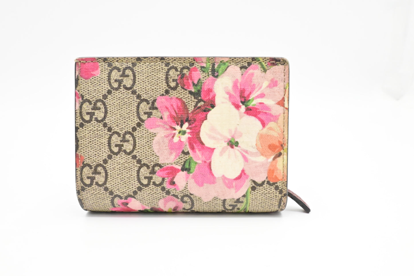 Gucci Card Case Wallet in Pink Blooms GG Canvas