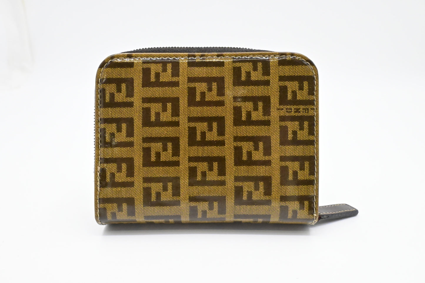 Fendi Compact Zippy Wallet in Zucca Patent Leather