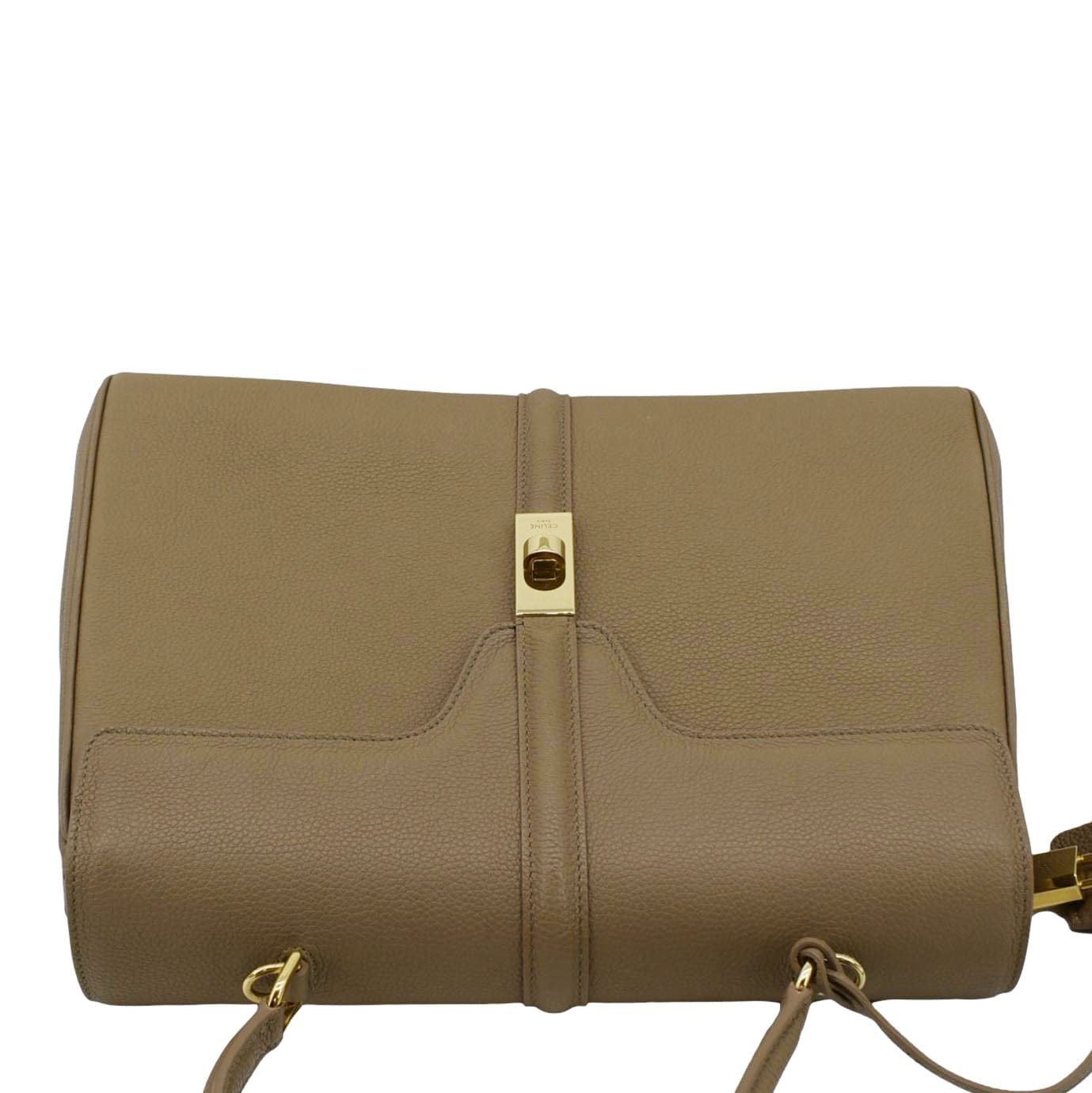 CELINE Medium 16 Leather Tote Shoulder Bag Beige