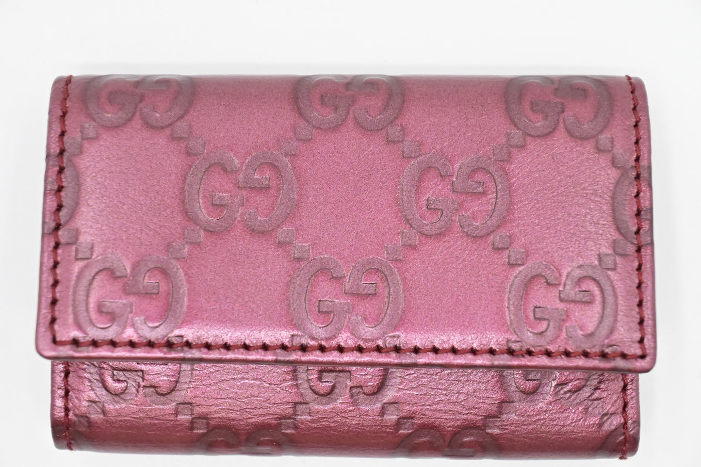 Gucci Key Pouch in Raspberry Metalic Guccissima Leather