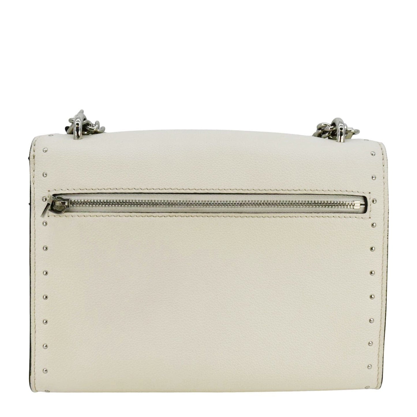 LOUIS VUITTON Mylockme Studded Leather Chain Shoulder Bag White