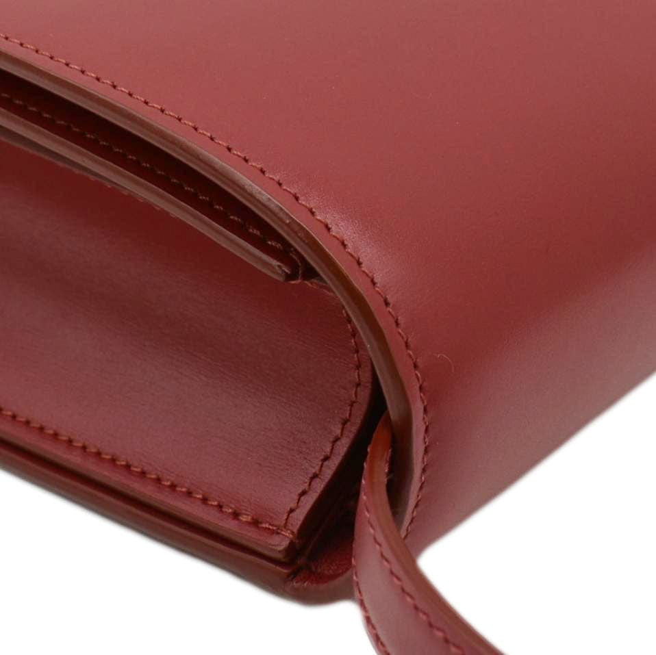 CELINE Classic Box Medium Leather Flap Shoulder Bag Red
