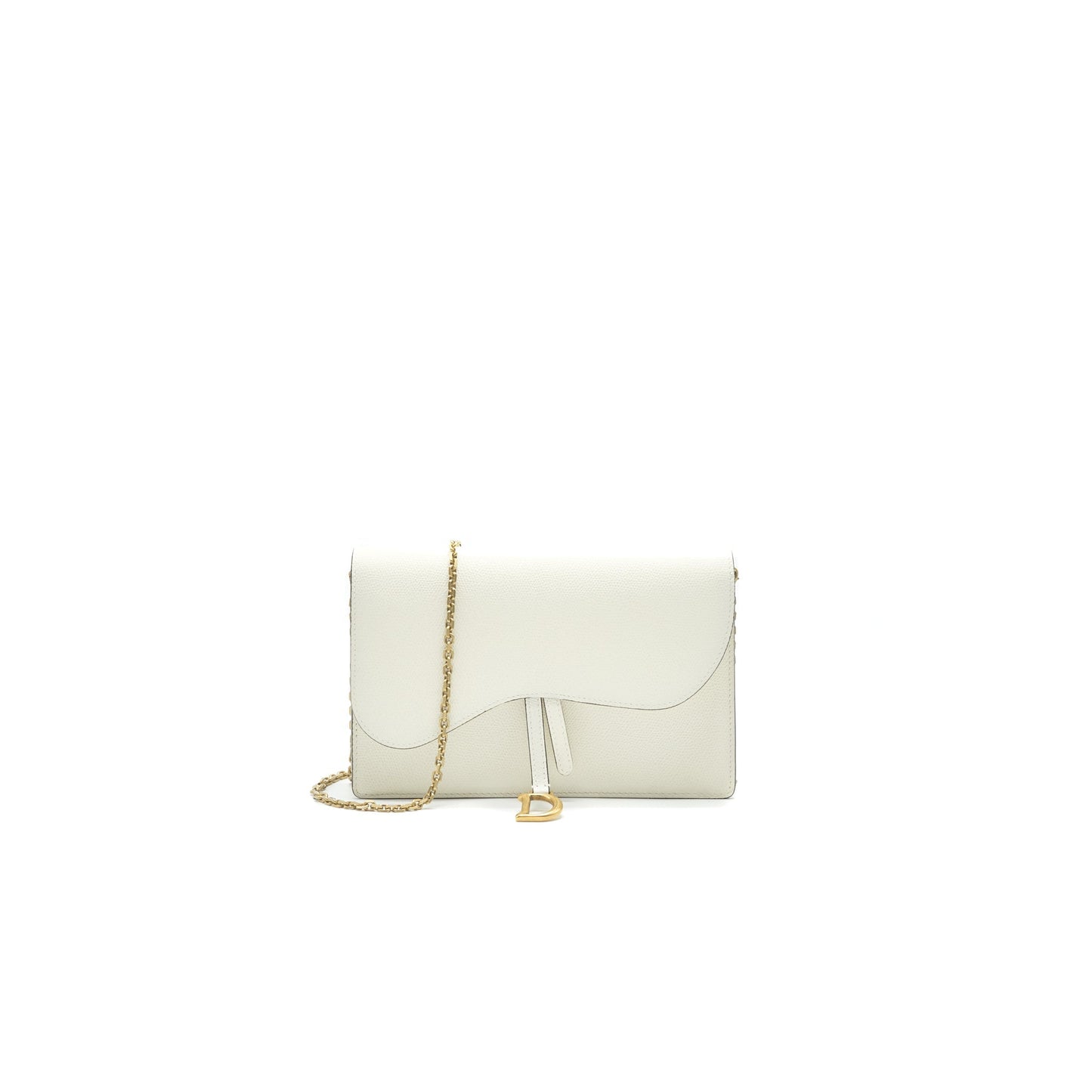 Dior saddle Pouch with Chain White