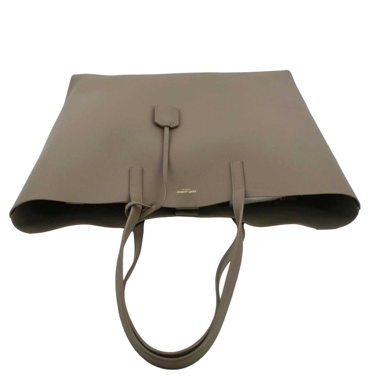 YVES SAINT LAURENT East/West Leather Shopping Tote Bag Beige
