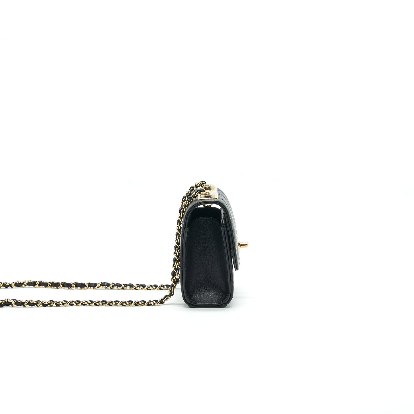 CHANEL LAMBSKIN QUILTED MINI TRENDY CC CHAIN WALLET BLACK