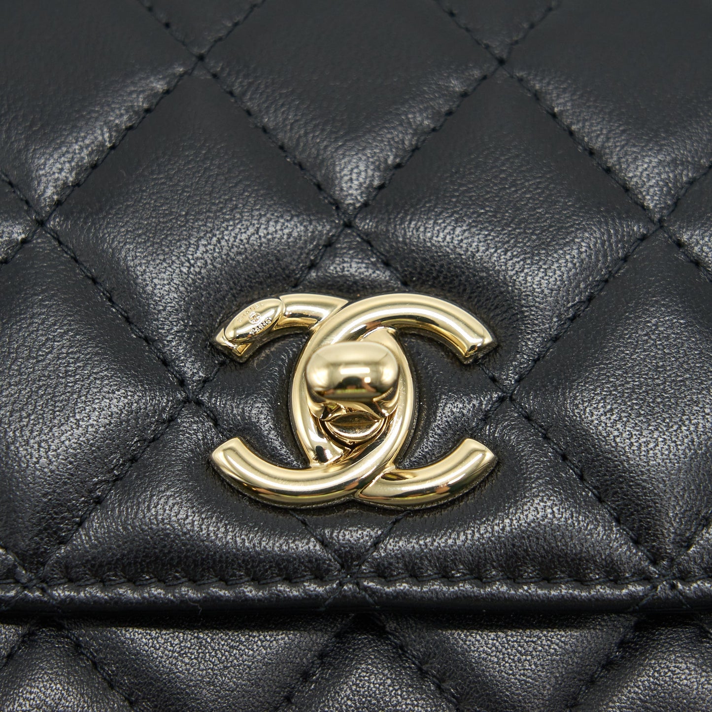 CHANEL LAMBSKIN QUILTED MINI TRENDY CC CHAIN WALLET BLACK
