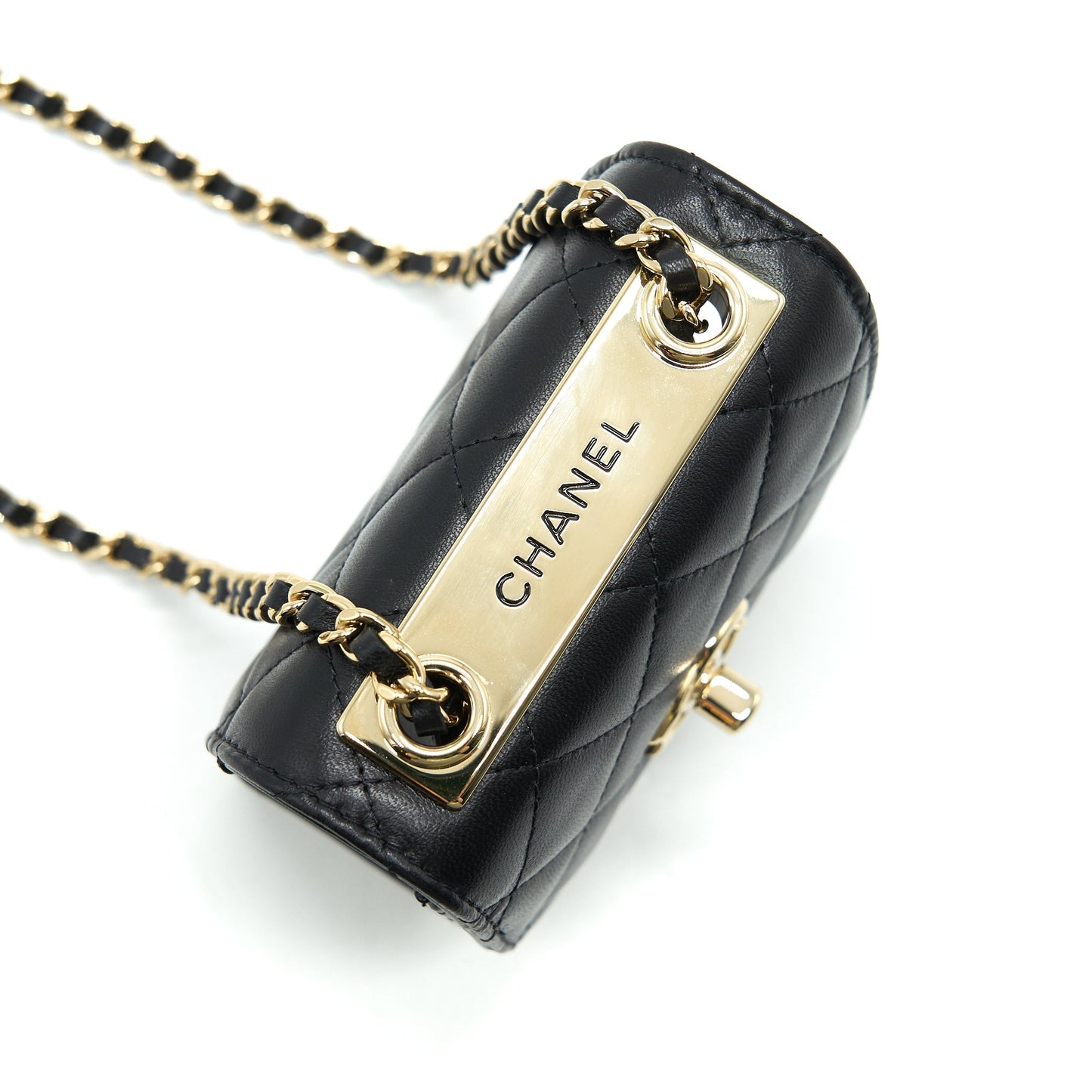 CHANEL LAMBSKIN QUILTED MINI TRENDY CC CHAIN WALLET BLACK
