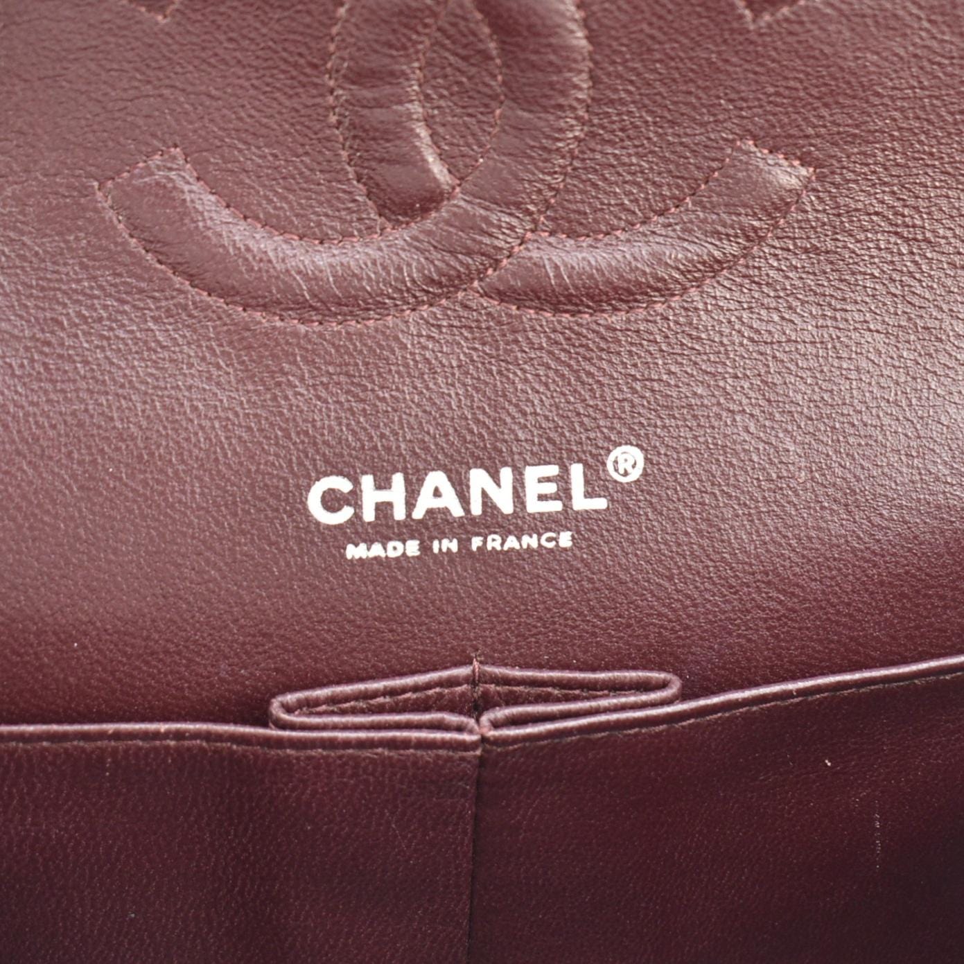 CHANEL Medium Double Flap Lambskin Leather Shoulder Bag Black